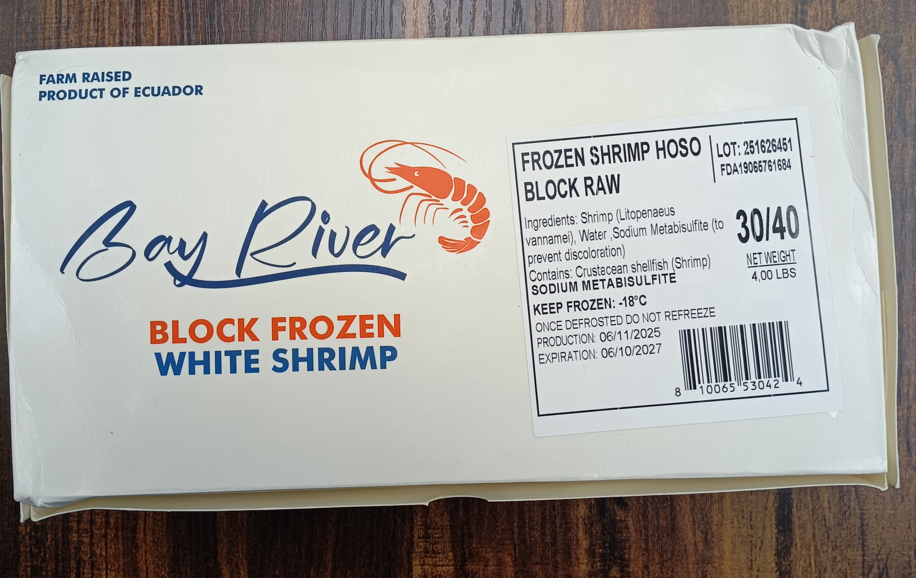 20/30 shirmp bay riber ecuador 4lbs